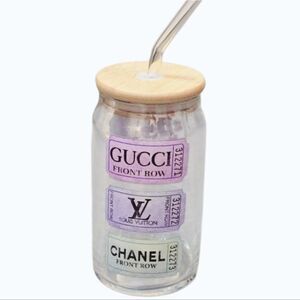 Amanda Greenwood Designer Tickets Glass Tumbler w/ Straw